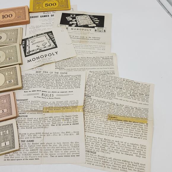 Monopoly 1936 Antique Vintage Black NO BOARD **IOB** - Picture 3 of 12